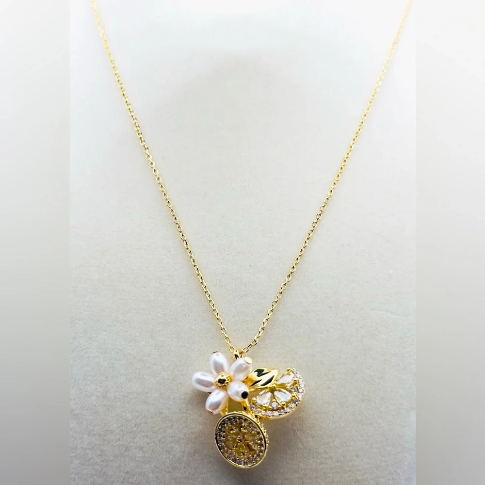 Kate Spade Fresh Squeeze Lemon Cluster Pendant Necklace NWT Lemon Slices